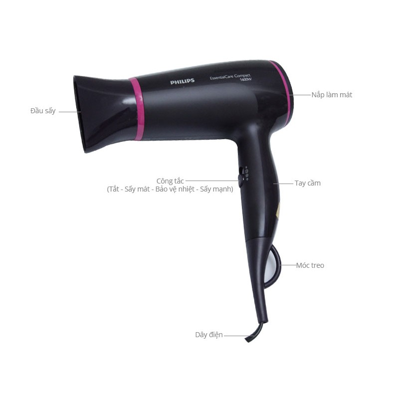 Máy sấy tóc Philips BHD002 – Hàng Chính Hãng – Bảo Hành 2 Năm Trên Toàn Quốc