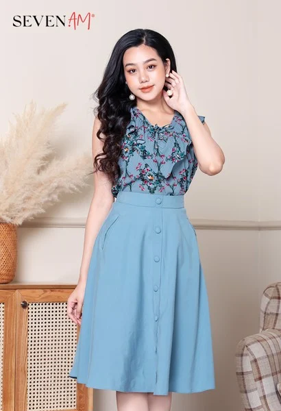 Chân váy midi áo hoa