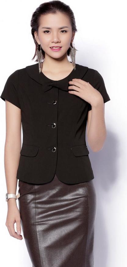 Áo Ký Giả Tay Cộc Nơ Cổ