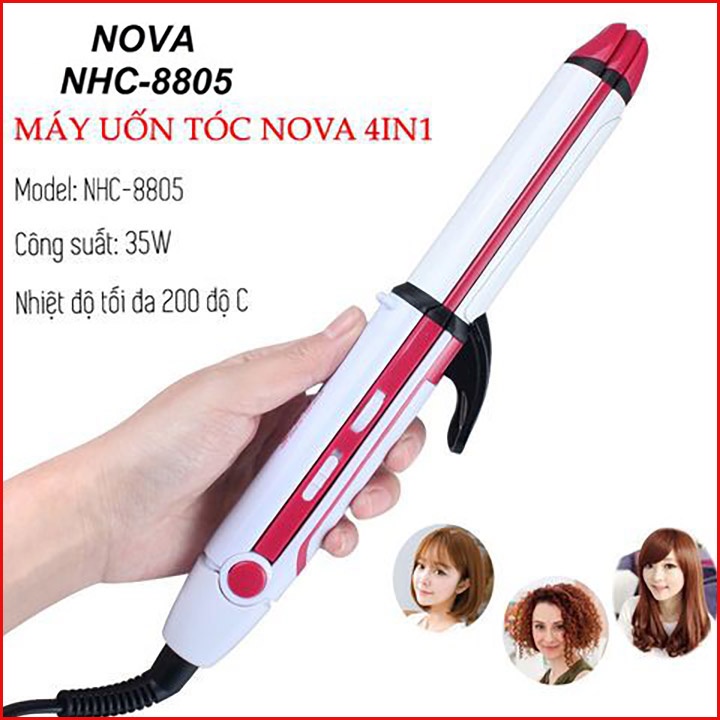 Máy uốn tóc dập xù NOVA 8805 tạo kiểu uốn tóc, duỗi, sấy phồng, dập xù đa năng 4 in 1