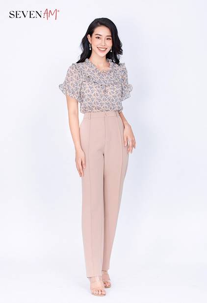 Quần thô suông màu be