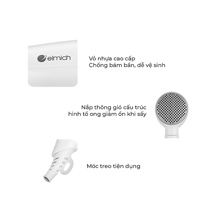 Máy sấy tóc gấp gọn Elmich HDE-1812 công suất 1400W, bảo hành 24 tháng