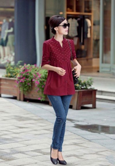 Mẫu áo dáng xòe phù hợp cho những chị em dáng gầy