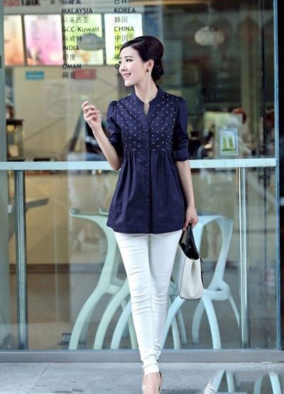 Có thể chọn mẫu áo dáng xòe màu tối