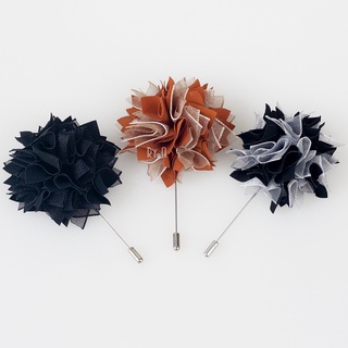 Hoa cài cổ áo vest nam, nữ kim dài, hoa vải lụa phối voan ...