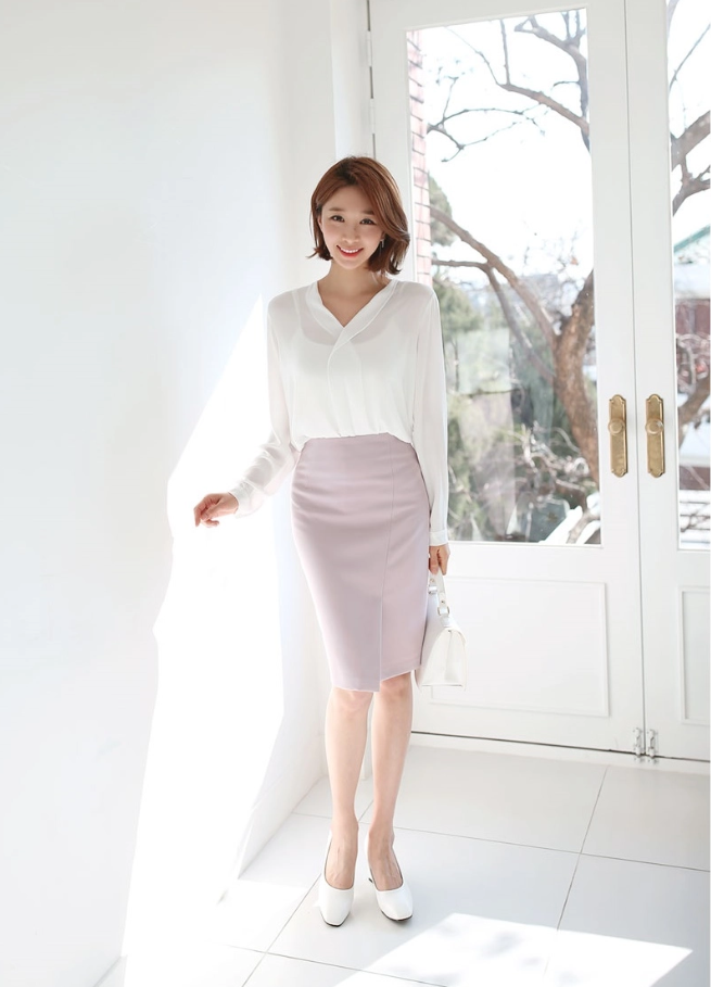 Áo sơ mi chân váy bút chì