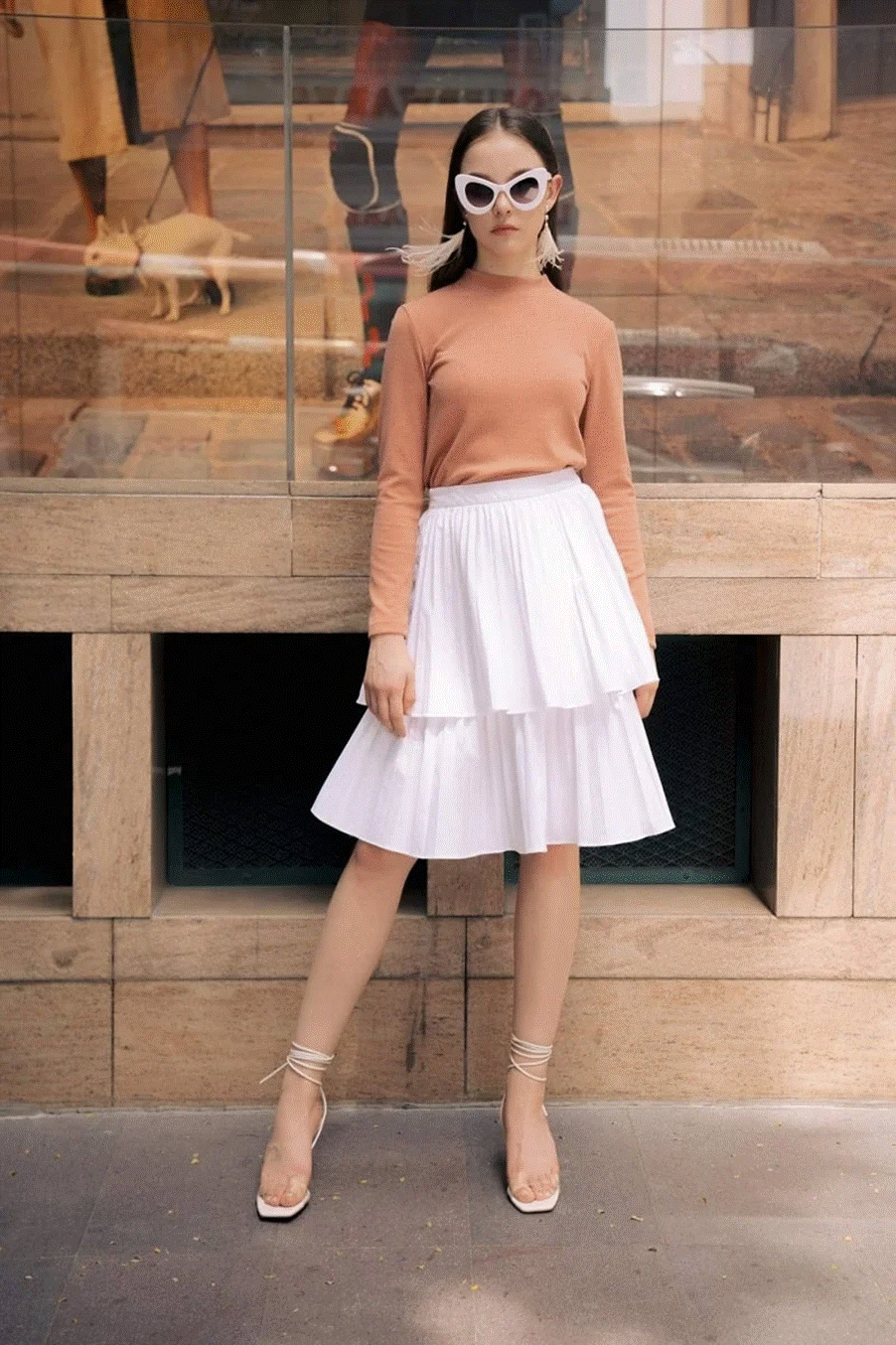 Chân váy dài xếp tầng