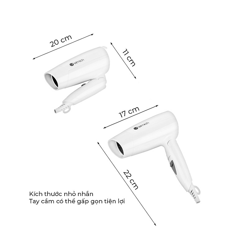 Máy sấy tóc gấp gọn Elmich HDE-1812 công suất 1400W, bảo hành 24 tháng