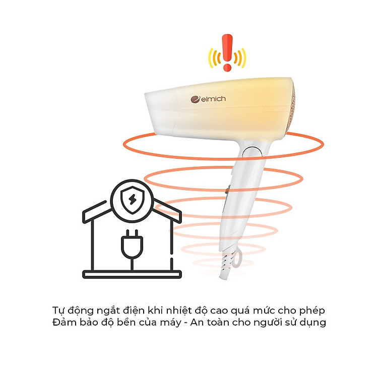 Máy sấy tóc gấp gọn Elmich HDE-1812 công suất 1400W, bảo hành 24 tháng