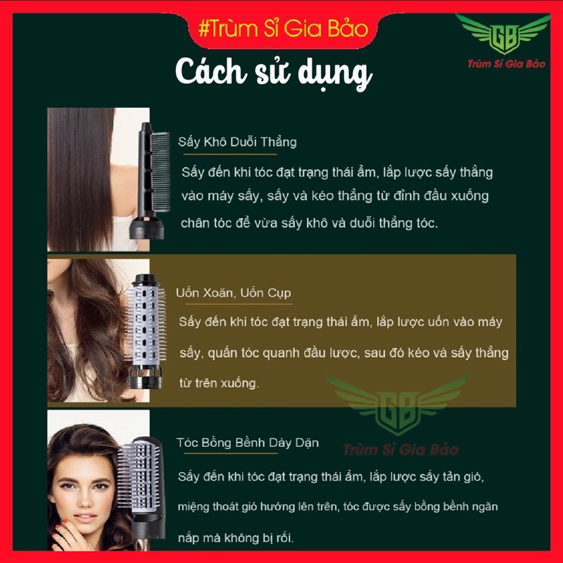 Máy sấy tóc mini đa năng 4 in 1 công suất lớn, máy làm tóc uốn chải tiện lợi không tay cầm phong cách Hàn Quốc.