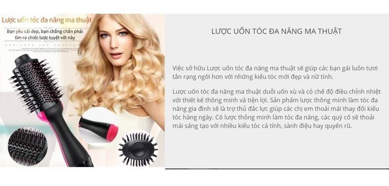 [ĐƯỢC KIỂM HÀNG] MÁY SẤY PHỒNG TÓC- LƯỢC UỐN PHỒNG TÓC ĐA NĂNG MA THUẬT - BẢO HÀNH 6 THÁNG - LƯỢC ĐIỆN TẠO KIỂU TÓC 3