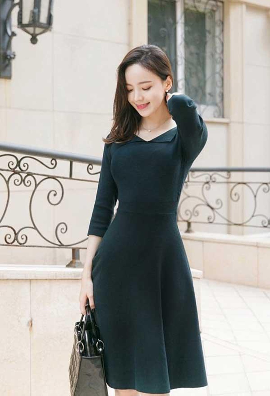 Váy dạ liền thân mùa đông cực kỳ hợp mốt