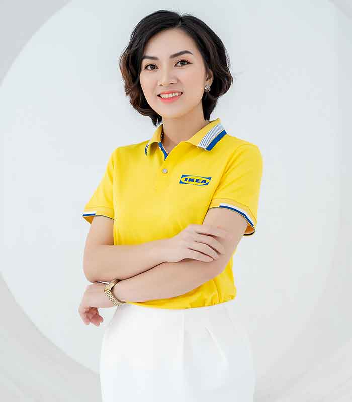 Hình ảnh mẫu áo phông đồng phục công sở chỉn chu, màu sắc tươi trẻ