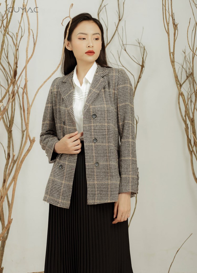 Áo khoác caro tối màu