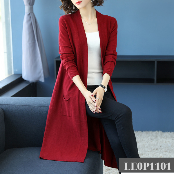 Áo khoác cardigan dáng dài cho độ tuổi trung niên