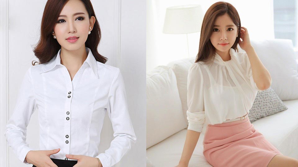 áo sơ mi nữ trắng cách điệu