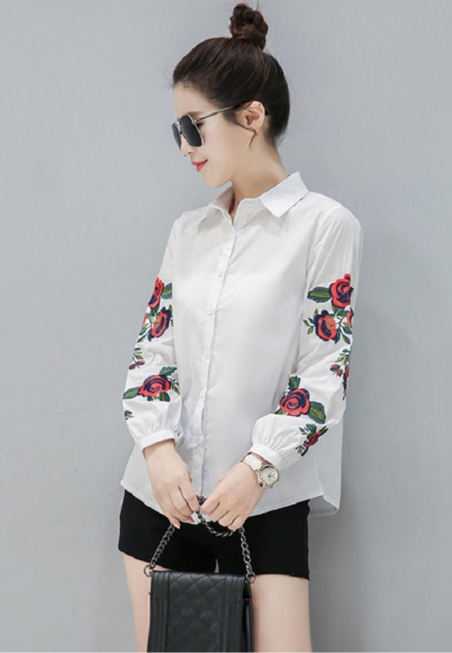 ao-so-mi-nu-trang-dep-phoi-hoa-tiet-hoa-tay