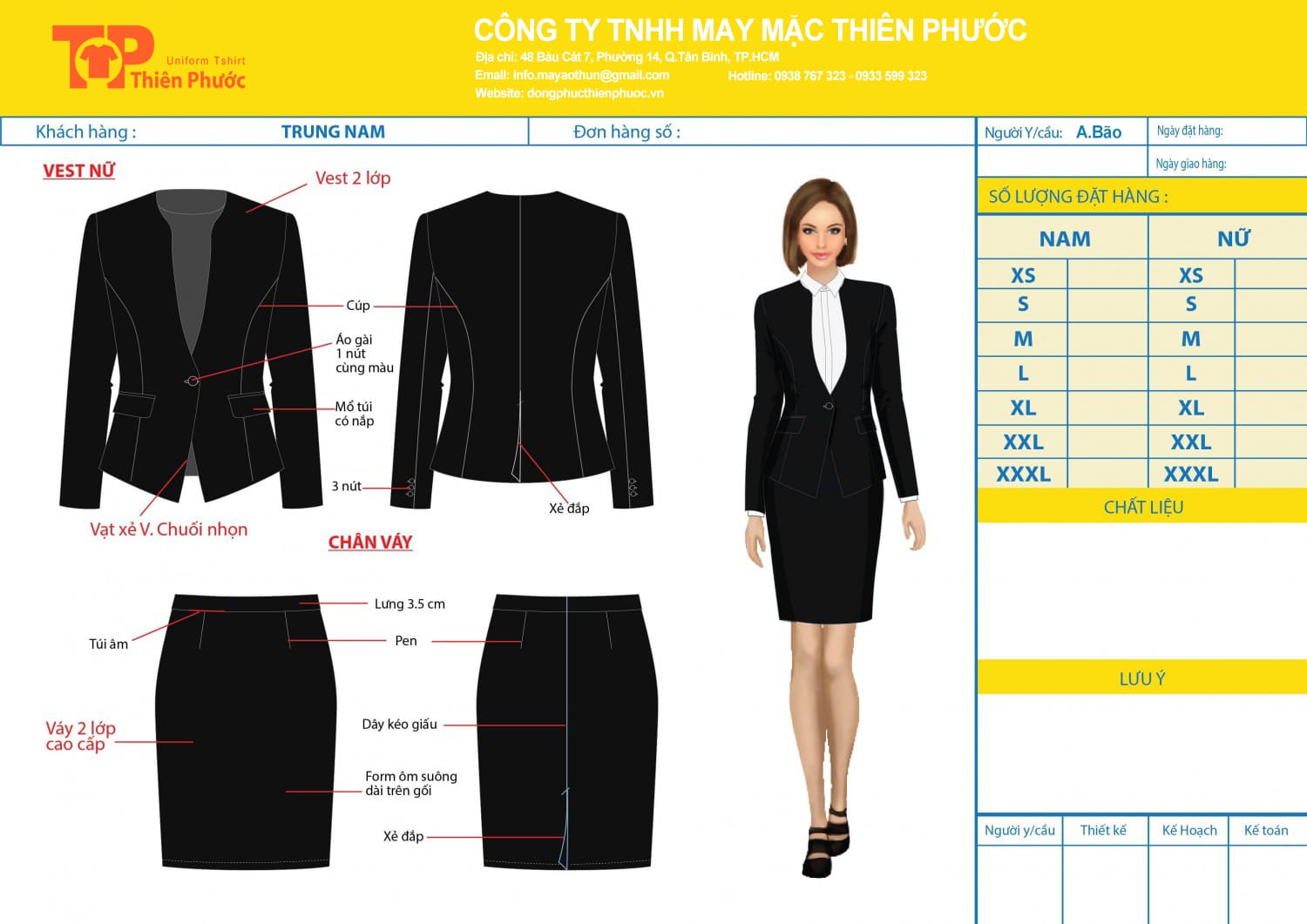 đặt may mẫu thiết kế áo vest đồng phục văn phòng cong sở nữ