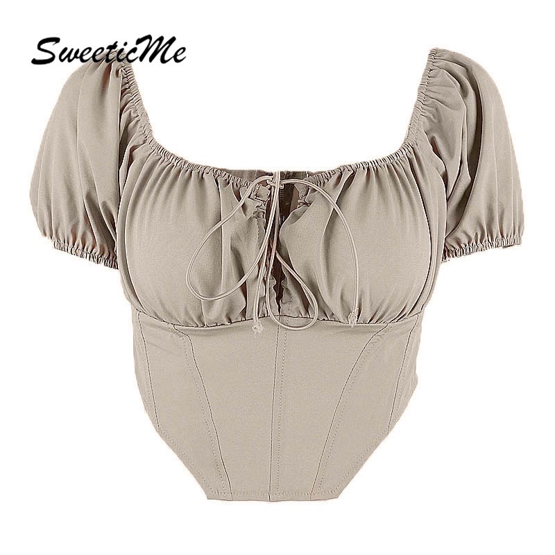 Áo Kiểu Cổ Vuông Tay Ngắn Thiết Kế Mới Thời Trang Dành Cho …