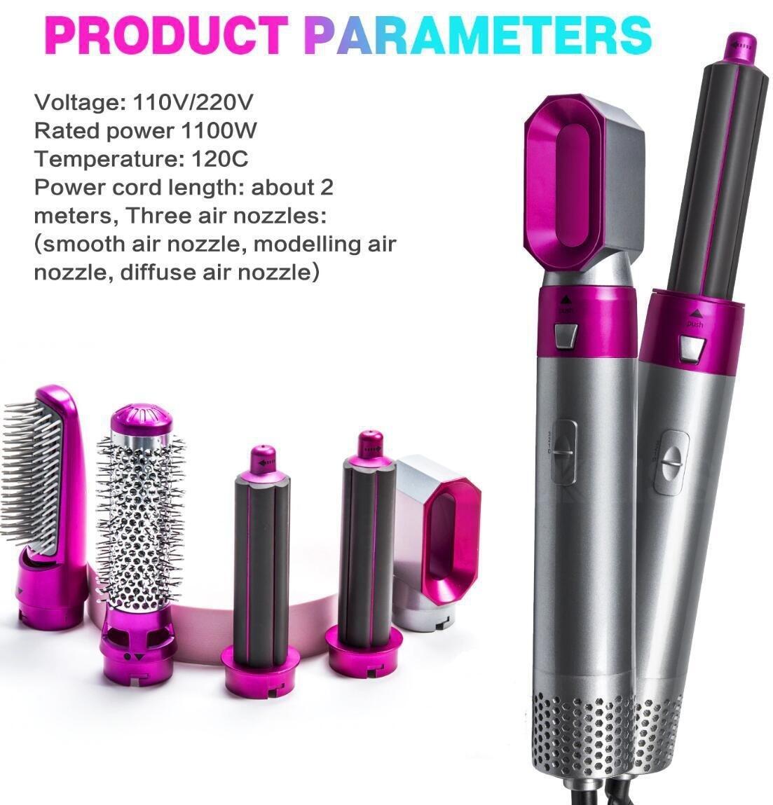 Máy Sấy Tóc Chạy Điện Lược Sấy Thổi Bàn Chải Khí Nóng Xoay, Máy Sấy Tóc 5 Trong 1 Lược Thổi Tóc Máy Uốn Tóc Máy Tạo Kiểu Tóc Xoăn