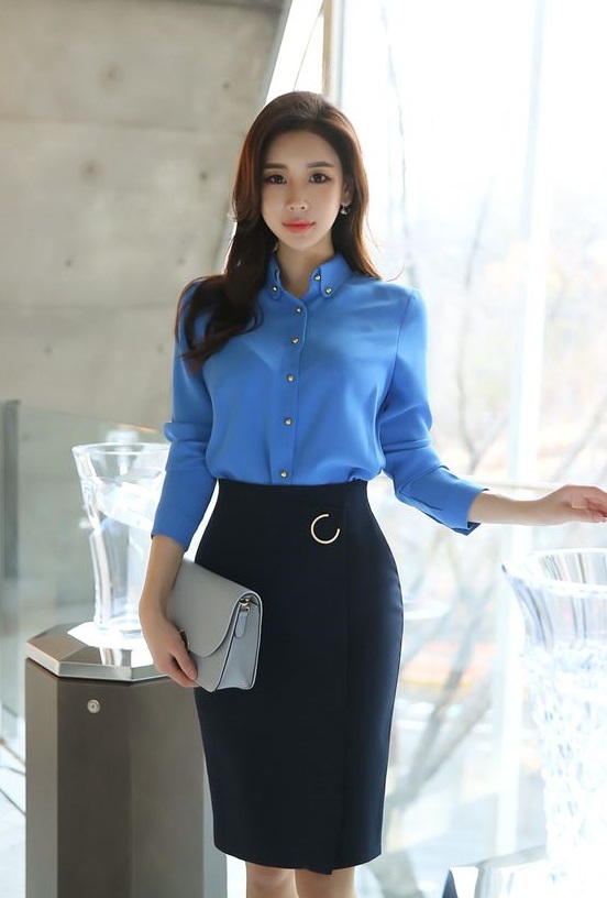 37. Áo sơ mi đính nút kiểu tông sky