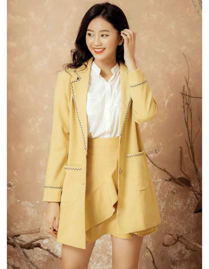 Vest nữ văn phòng cổ 2 ve màu sắc tươi trẻ