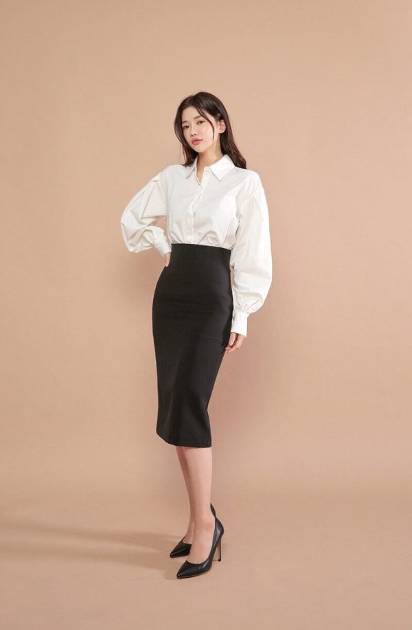 Phong cách 18: Thanh lịch với áo sơ mi phối chân váy bút chì