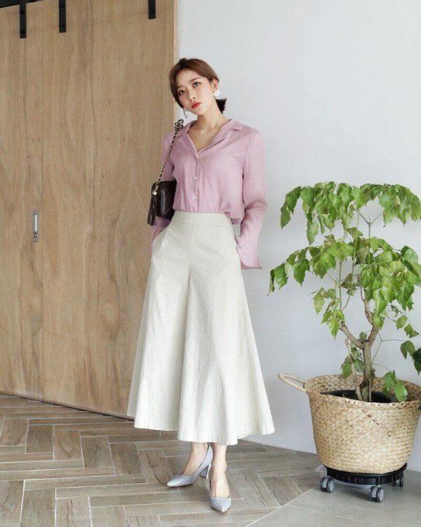 Phong cách 9: Áo sơ mi kết hợp quần culottes