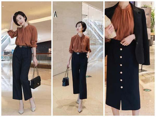 Áo sơ mi cổ đứng là Cách phối đồ đi làm công sở nữ