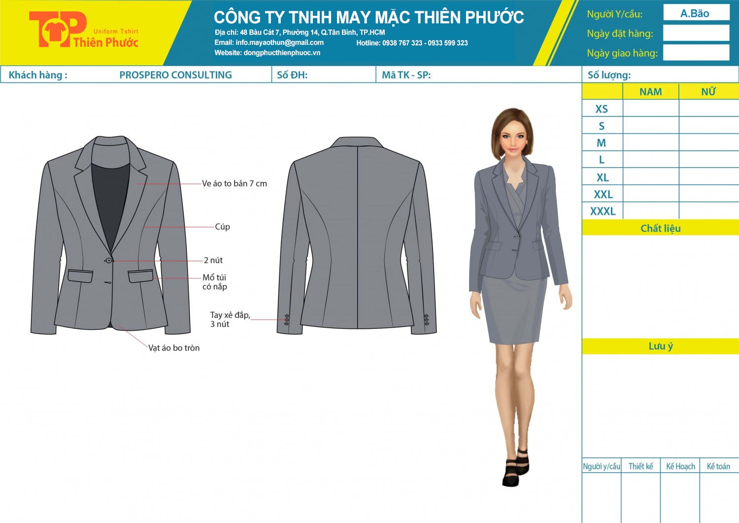 đặt may mẫu thiết kế áo vest nữ đồng phục công sở