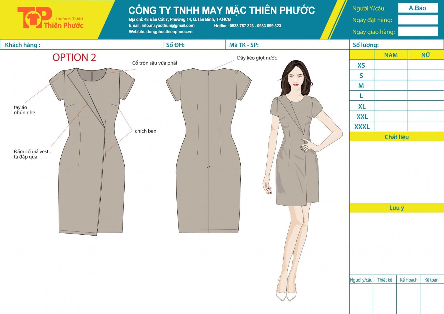 đặt may mẫu thiết kế đầm công sở nữ