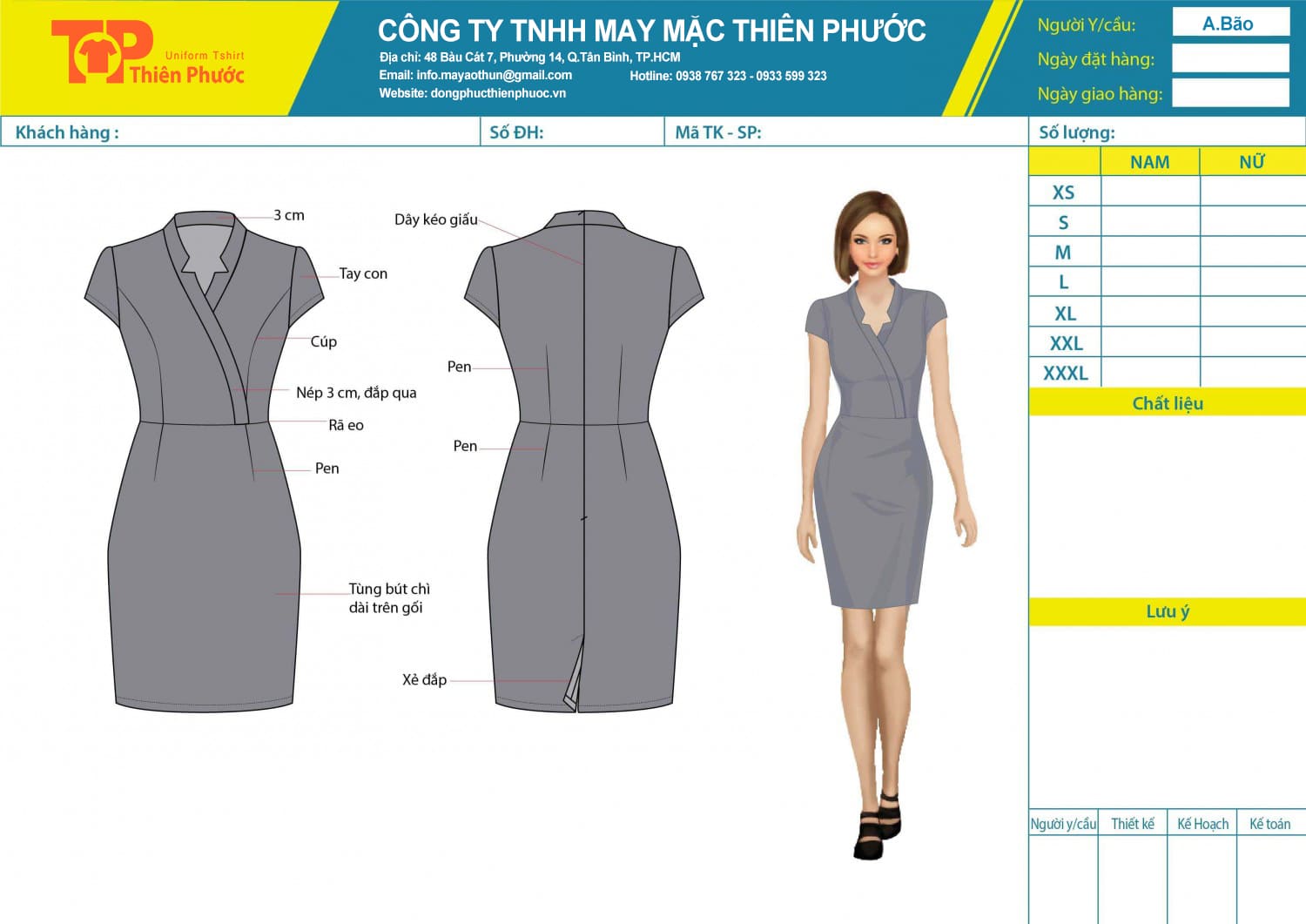 đặt may mẫu thiết kế đồng phục đầm văn phòng cong sở