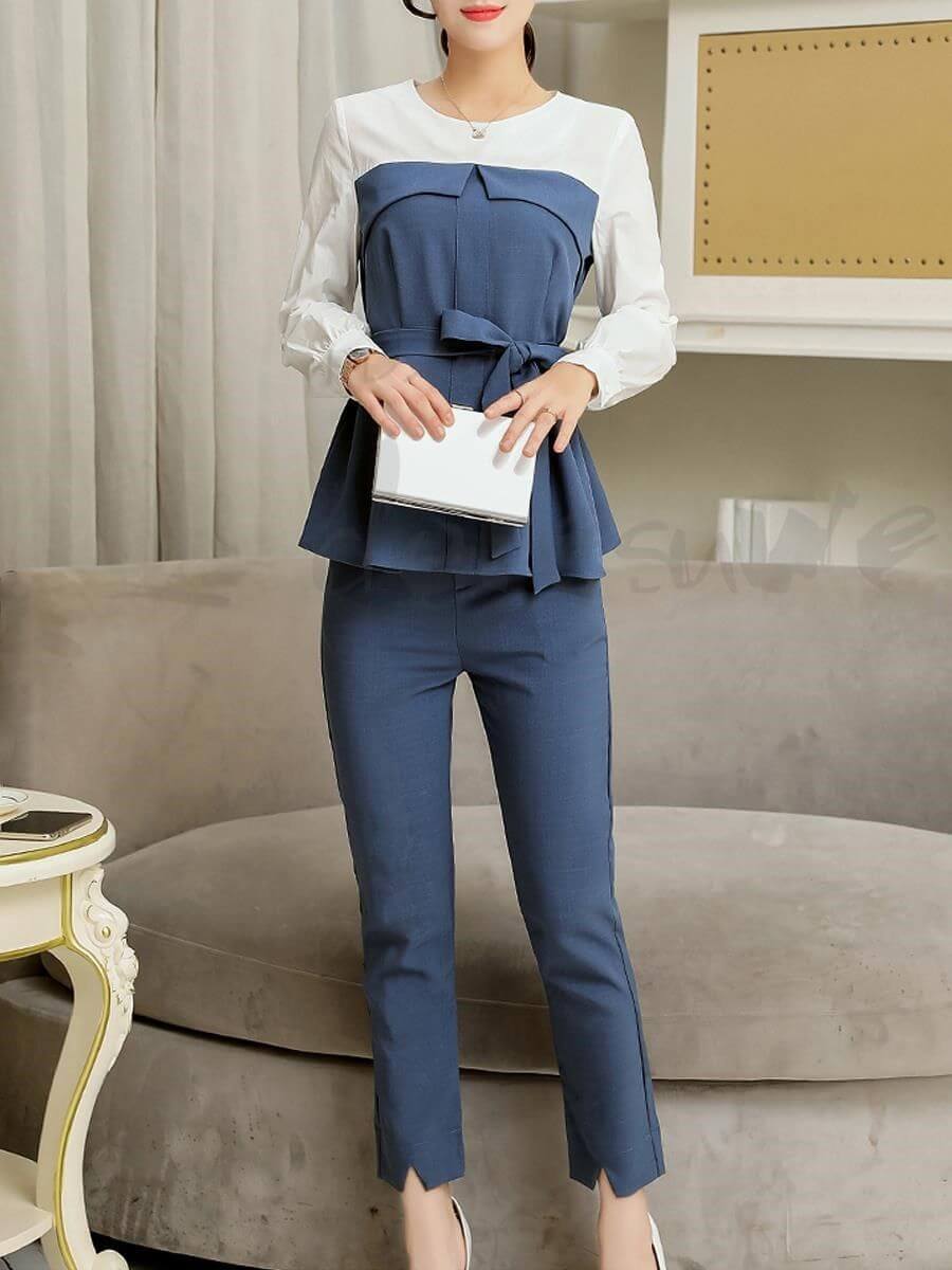 Thời trang công sở màu xanh quý phái