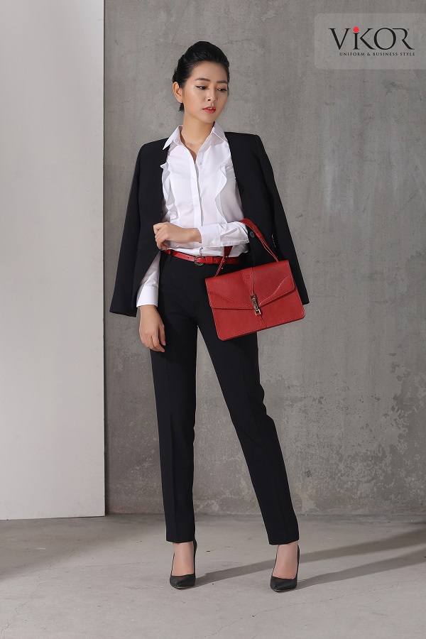 Bộ vest đồng phục nữ gồm áo và quần tây