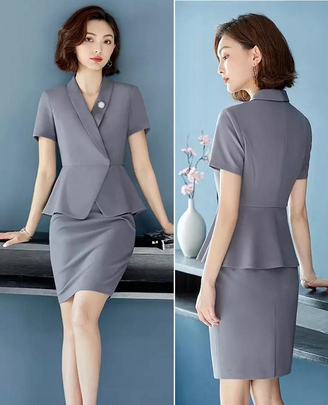 Set Đồng Phục Vest Váy Nữ Cách Điệu Vạt Xòe