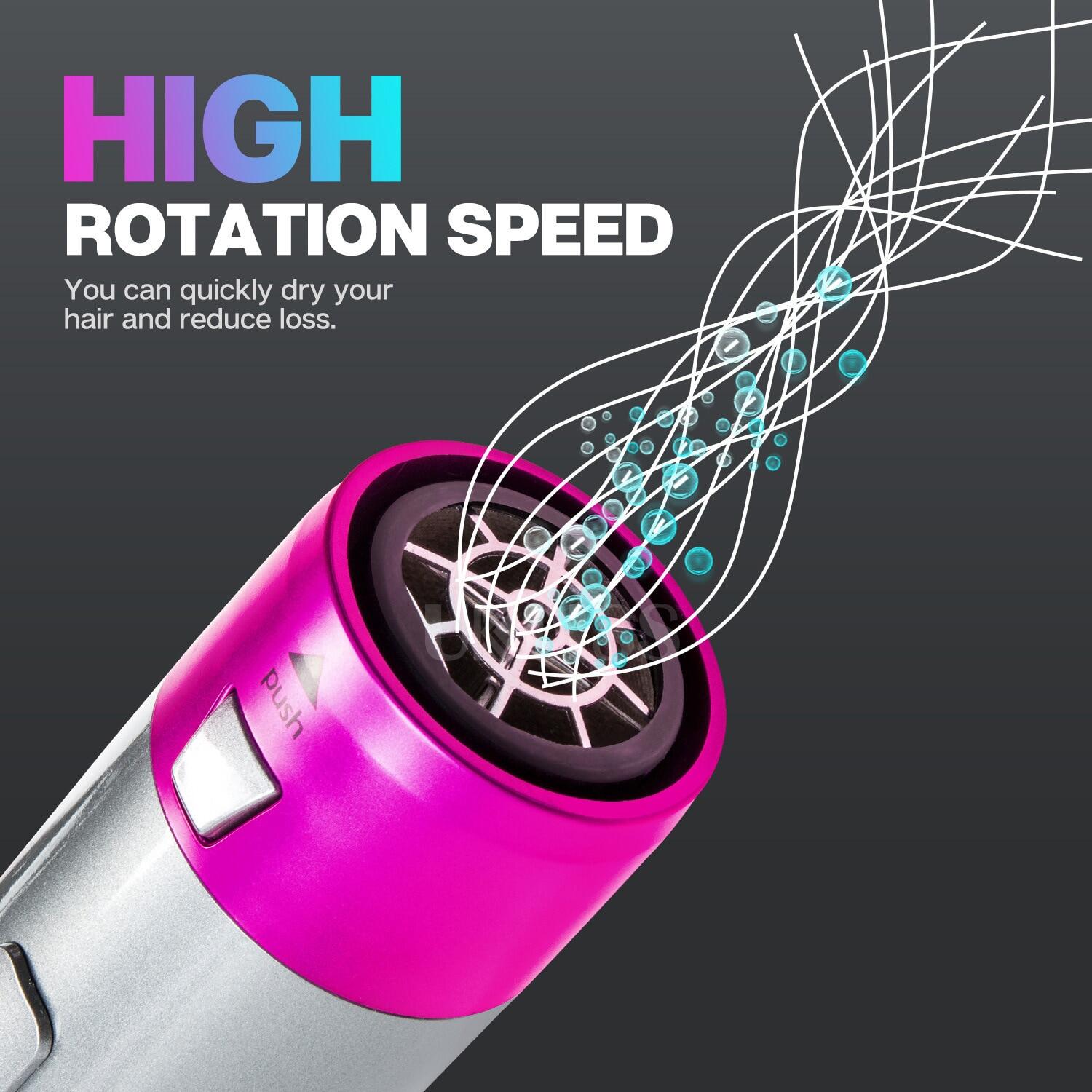 Máy Sấy Tóc Chạy Điện Lược Sấy Thổi Bàn Chải Khí Nóng Xoay, Máy Sấy Tóc 5 Trong 1 Lược Thổi Tóc Máy Uốn Tóc Máy Tạo Kiểu Tóc Xoăn