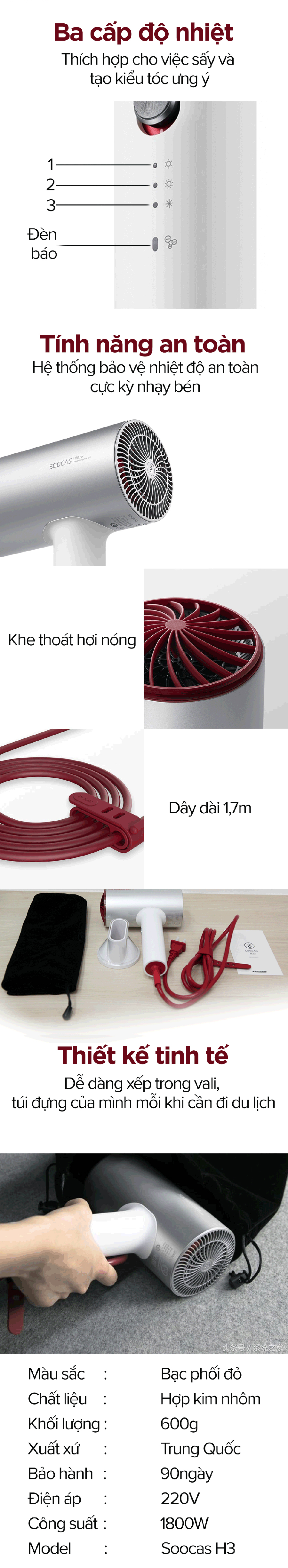 Máy sấy tóc Xiaomi Soocas H3 1800W