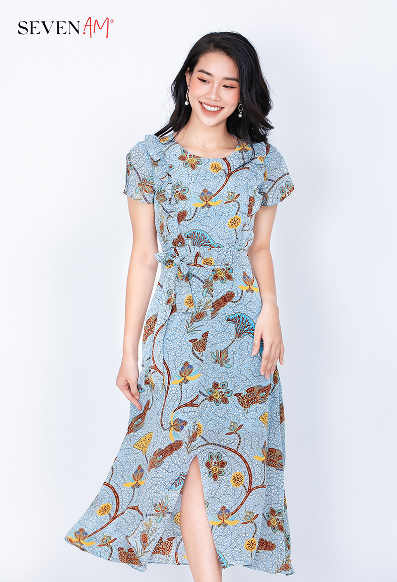 Đầm suông chữ a công sở có xẻ tà