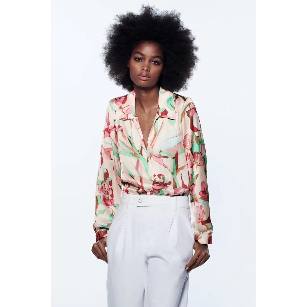 Áo Sơ Mi Vải Satin In Hoa Kiểu Châu Âu Thời Trang Xuân Hè 2022 …