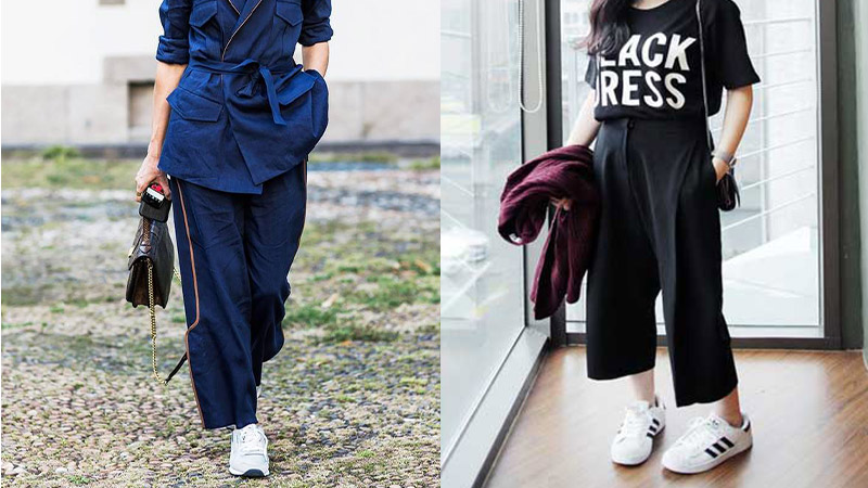 Những trang phục rộng rất phù hợp với giày sneaker