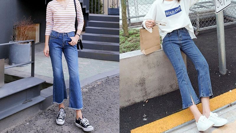 Quần ống loe và giày thể thao là “đôi bạn thân”