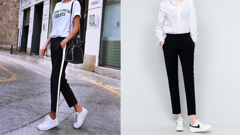 Phối giày thể thao với váy bút chì khi đến văn phòng
