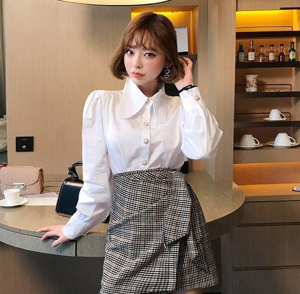 Sơ mi tay bồng - 36+ Kiểu áo sơ mi nữ dễ thương diện nơi công sở, đi học, đi làm...