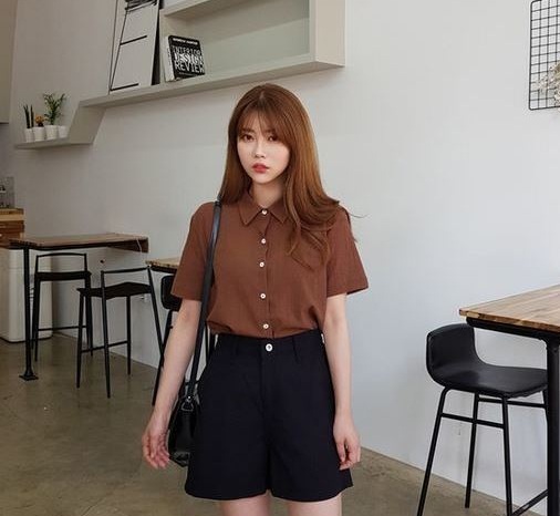 Áo sơ mi nâu - 36+ Kiểu áo sơ mi nữ dễ thương diện nơi công sở, đi học, đi làm...