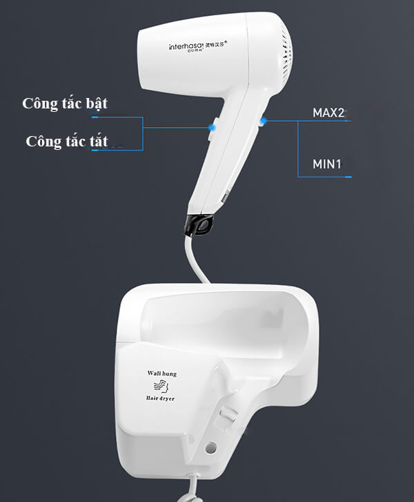 Phần máy sấy và phần đế gắn tường cao cấp