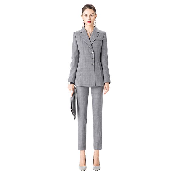 [R&N] Bộ vest nữ cao cấp kẻ sọc RUINUO X21391GY - Hanyza Store