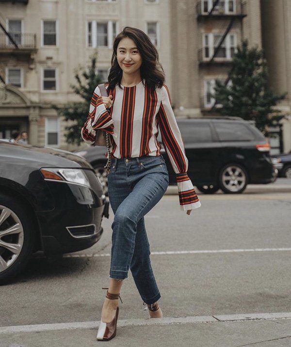 Phối đồ đi làm mùa hè: Áo sơ mi + Quần suông - Ảnh 1