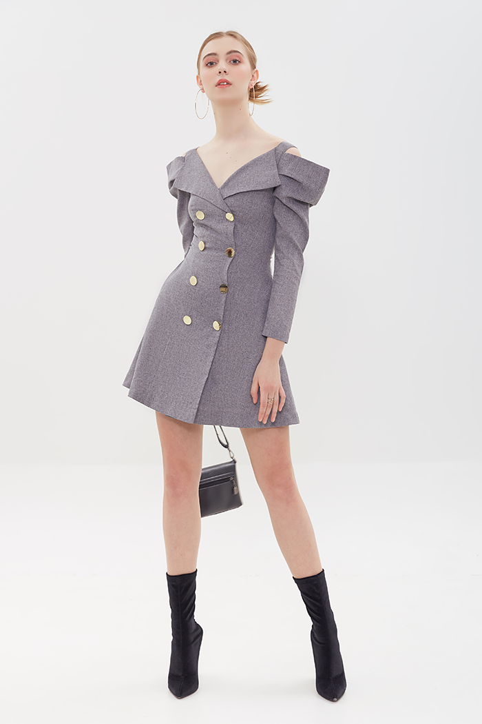 Đầm vest 2 bản dây tay phồng