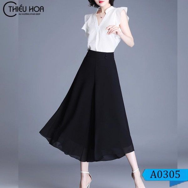 Quần giả váy và áo sơ mi thanh lịch