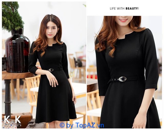 Các thiết kế đầm công sở của K&K fashion chủ yếu hướng đến sự thanh lịch cao quý mà không kém phần quyến rũ